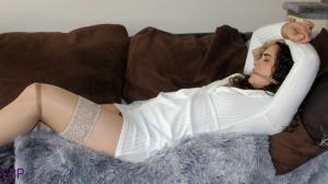 www.leggybondage.com - MERIDITH WHITE DRESS HOSE AND HOSE TIED GAGGED thumbnail